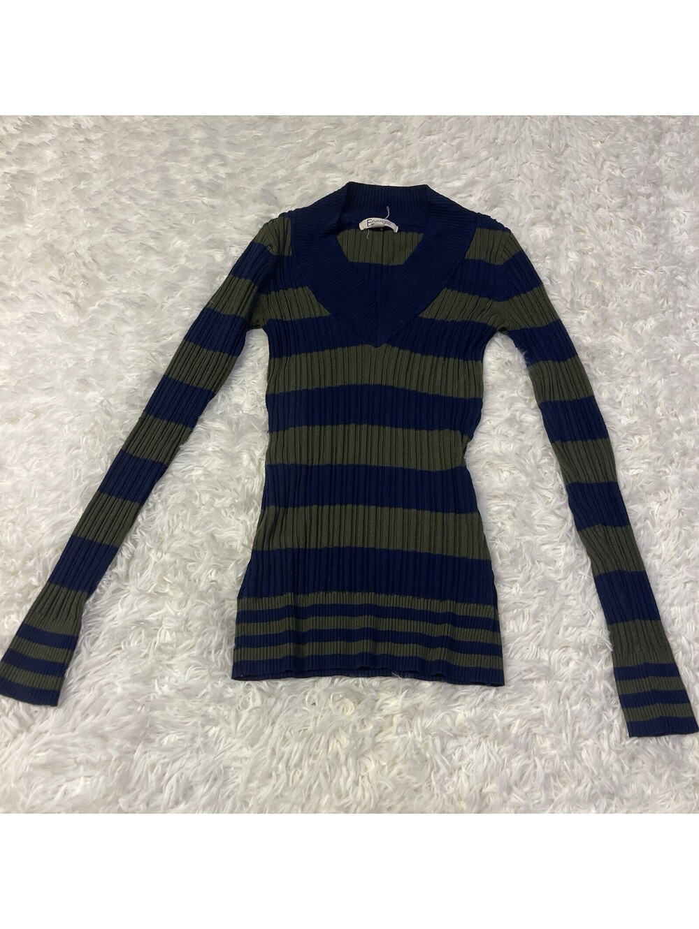 Vintage Energie Long Sleeve Striped Ribbed Shirt Small